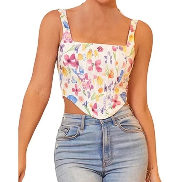 NWT Kutumai floral bustier zip up - Picture 1 of 8